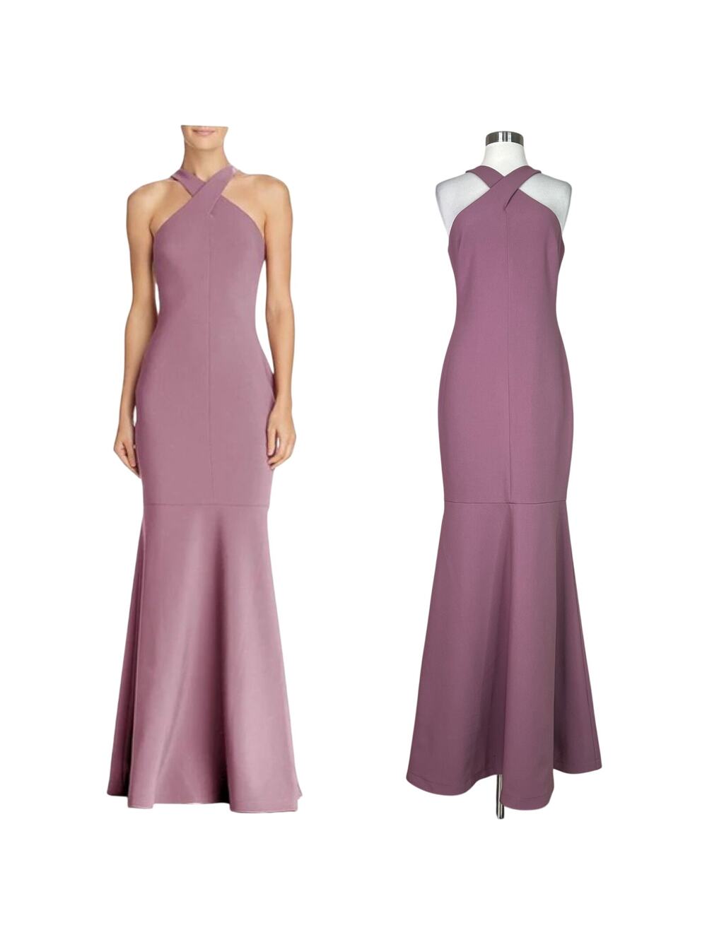 NEW Likely | Willa Mauve Dusty Rose Pink Halter Mermaid Cocktail Gown Dress 8